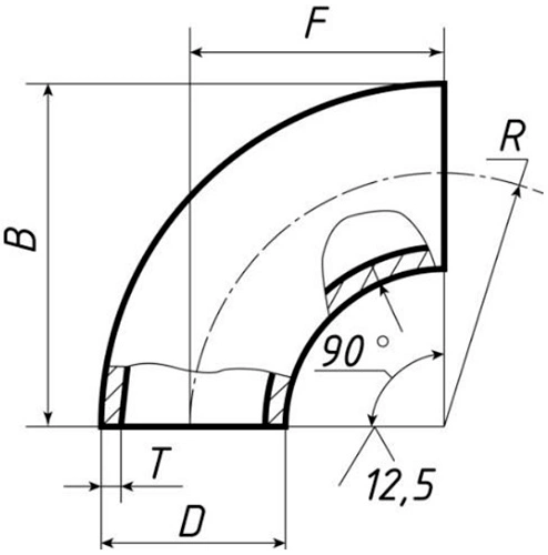 Отвод бесшовный крутоизогнутый 90° Св-Св-Ст20 3″ Ду80 Ру80 ГОСТ 17375-2001 исполнение 2, наружный диаметр - 89мм, толщина стенки - 4мм, корпус - сталь 20, присоединение - под приварку